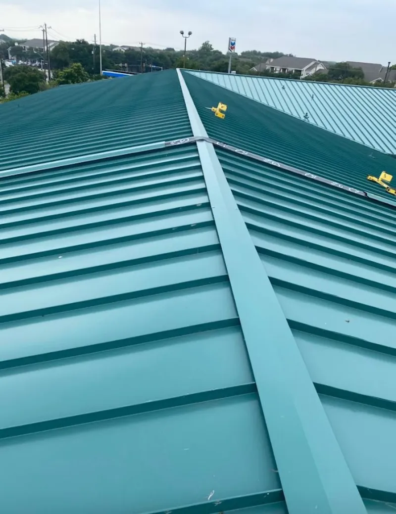 Green commercial metal roof ridge and valley for Metal Roof Repair in North Miami Beach